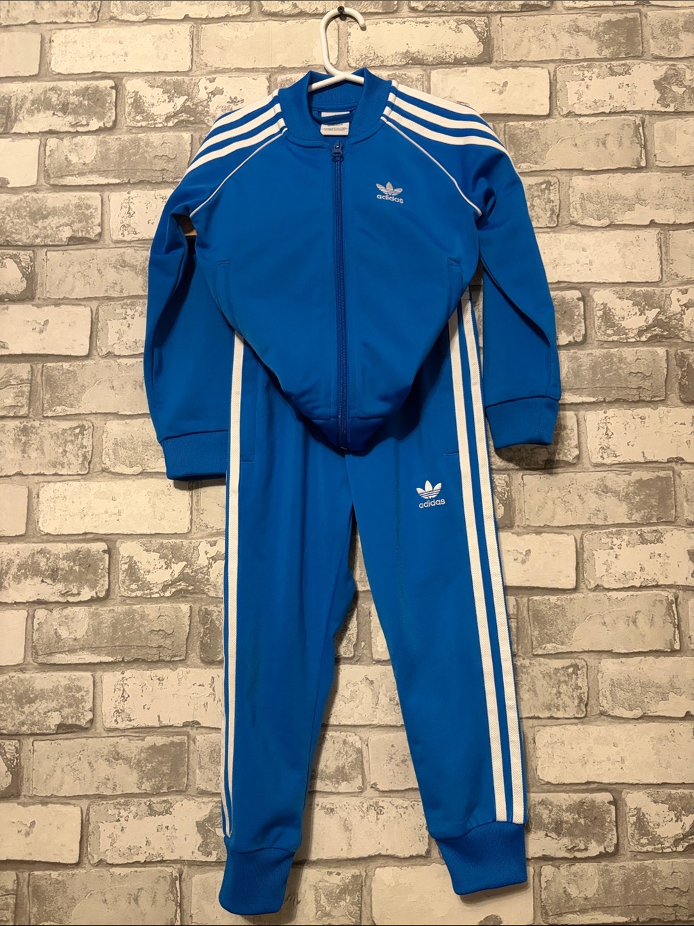 adidas Royal Blue Kids Track Set with White Stripes
